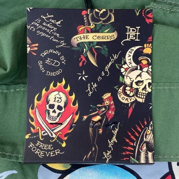 NWT New Ed Hardy Love Kills Slowly Olive Green Heart Skirt Medium Vintage - Picture 9 of 12